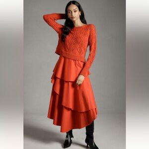 Anthropologie Twofer sweater tiered midi dress NWT